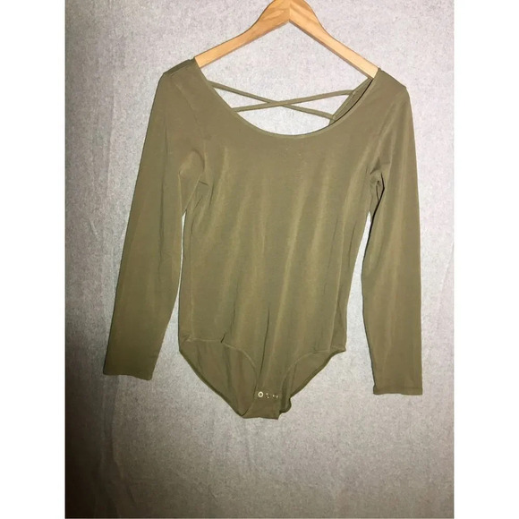 American Eagle Outfitters Tops - Womens NWT American Eagle Bodysuit Cotton Stretch Collection Criss Cross Back